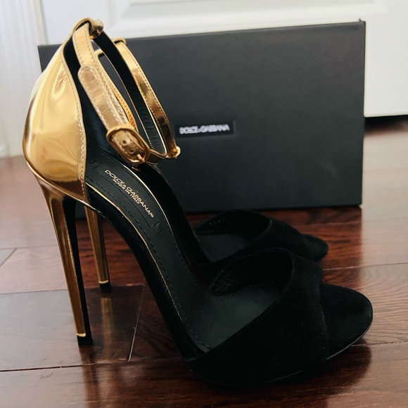 BRAND NEW Dolce & Gabbana Suede And Leather Ankle Cuff Sandals Size 35 - Picture 4 of 7